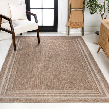Lido Traditional Casual Pinstripe Border Area Rug